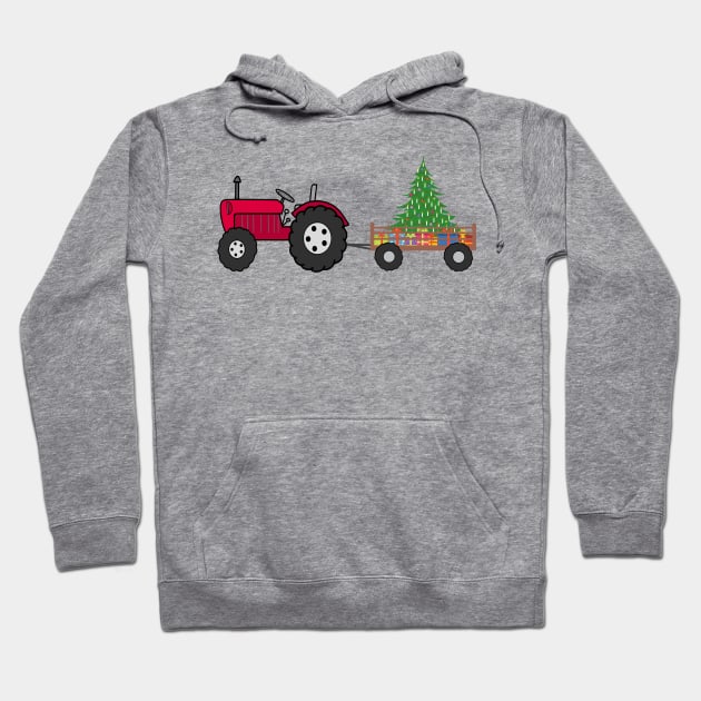 Christmas Tractor Hoodie by KarwilbeDesigns